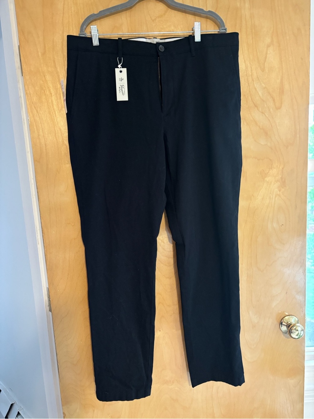 NWT Original Penguin Men’s Slim Fit Stretch Chino Pants Black 38x32